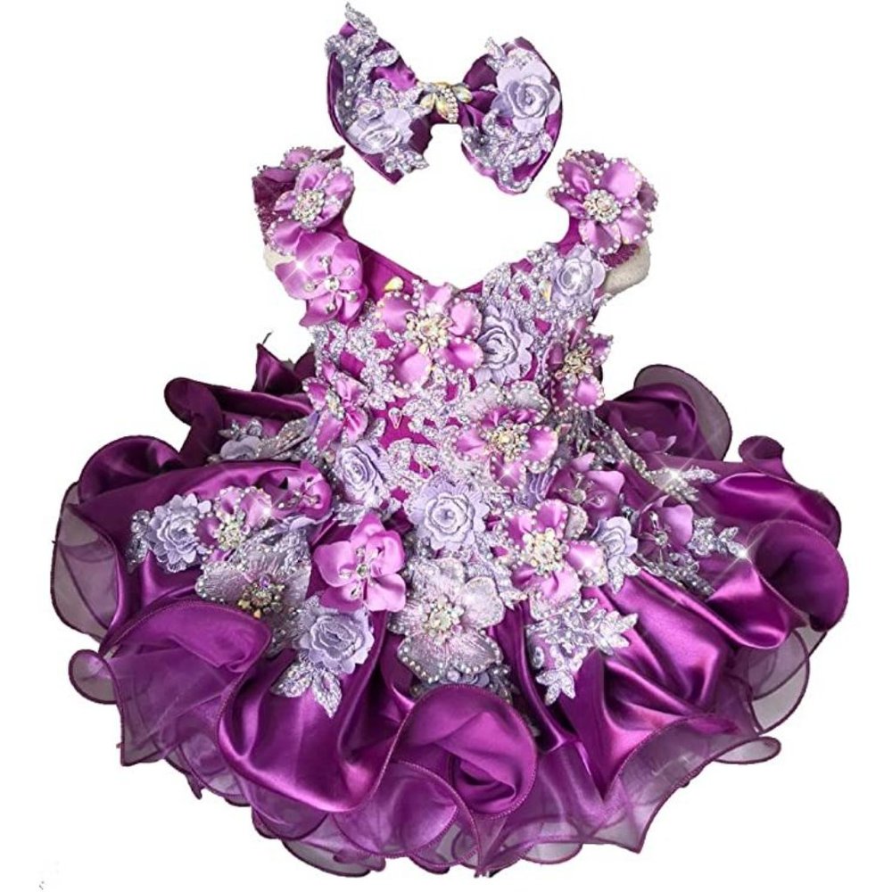 NEW Beautiful Sparkling Bling Rhinestone Baby Purple Flower Girl Pageant…